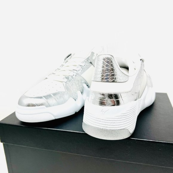 GIUSEPPE ZANOTTI Birel Vague Bianco White & Silver Croc Leather Mens Sneakers main image 5